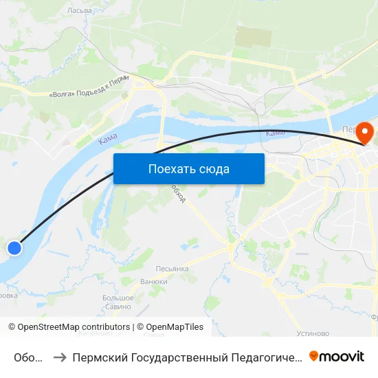 Оборино to Пермский Государственный Педагогический Университет map