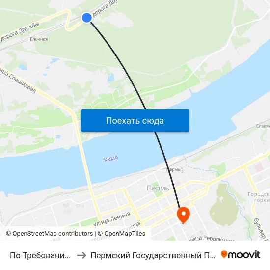 По Требованию (Ул.Блочная) to Пермский Государственный Педагогический Университет map