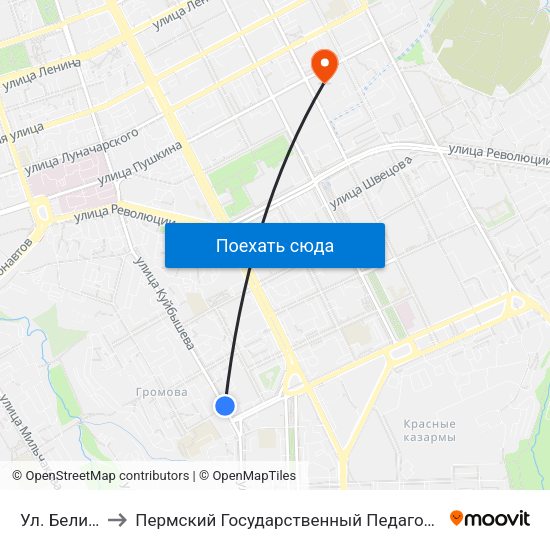 Ул. Белинского to Пермский Государственный Педагогический Университет map