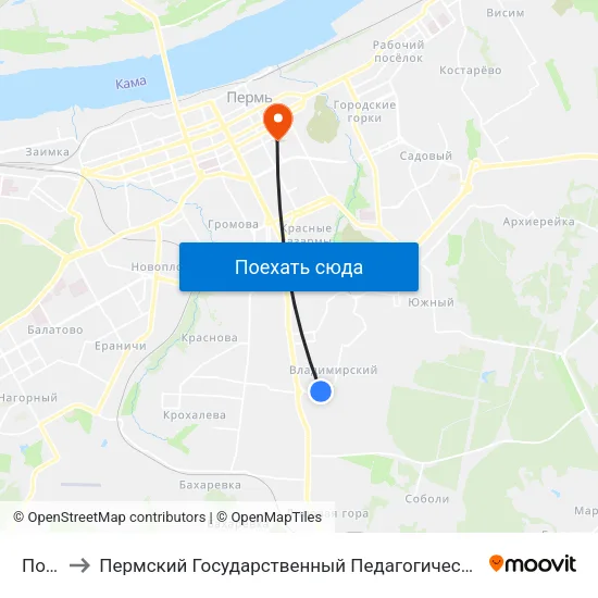 Почта to Пермский Государственный Педагогический Университет map