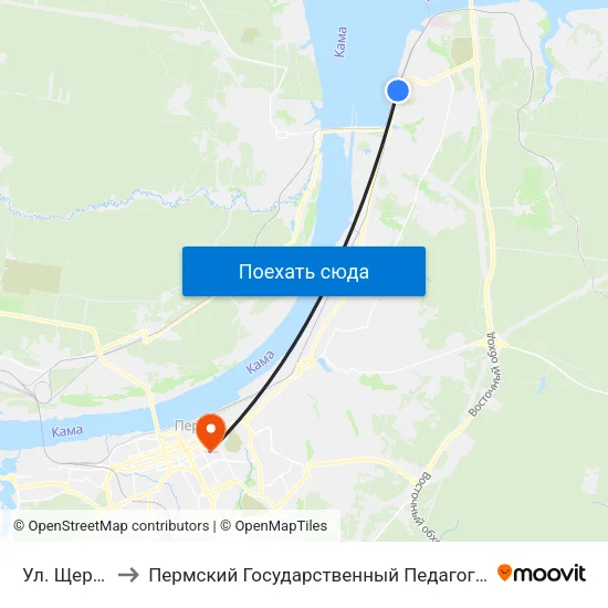 Ул. Щербакова to Пермский Государственный Педагогический Университет map