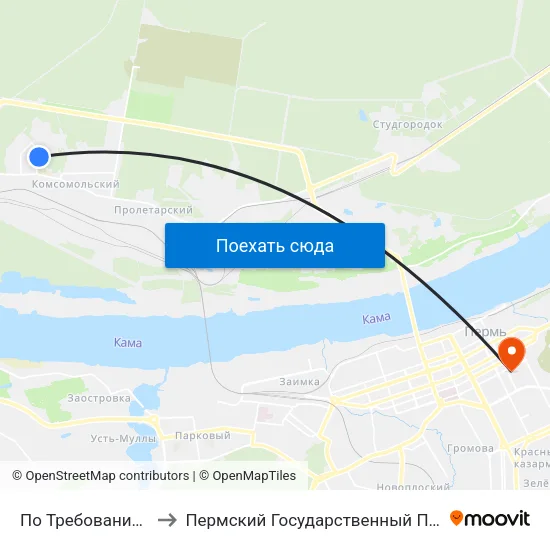 По Требованию(Ул.Заречная) to Пермский Государственный Педагогический Университет map