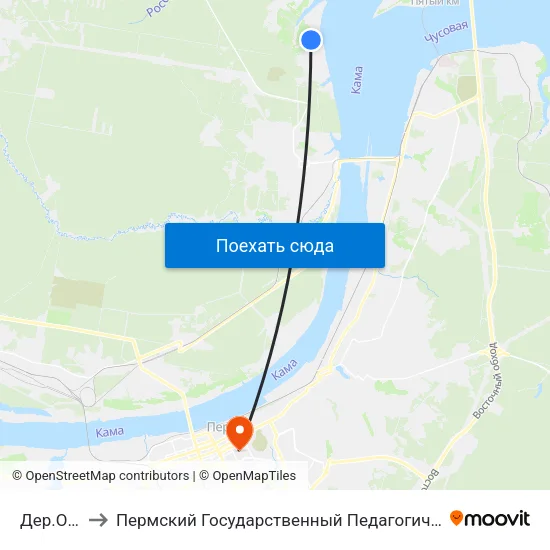 Дер.Одино to Пермский Государственный Педагогический Университет map