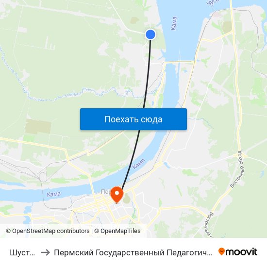 Шустовка to Пермский Государственный Педагогический Университет map