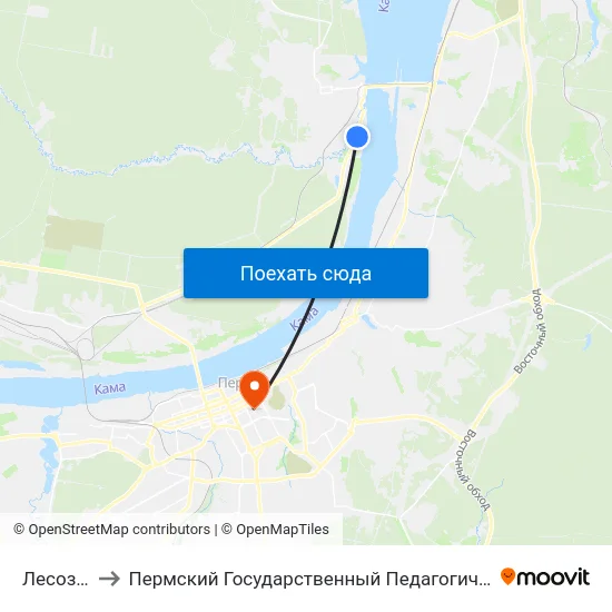 Лесозавод to Пермский Государственный Педагогический Университет map