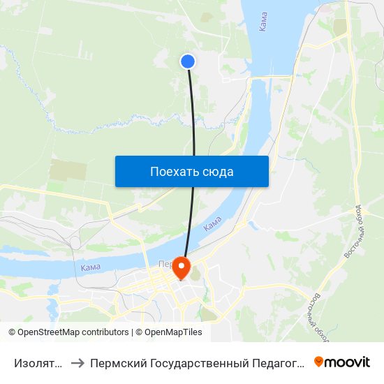 Изоляторный to Пермский Государственный Педагогический Университет map