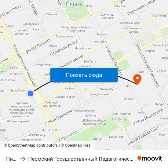 Пнипу to Пермский Государственный Педагогический Университет map