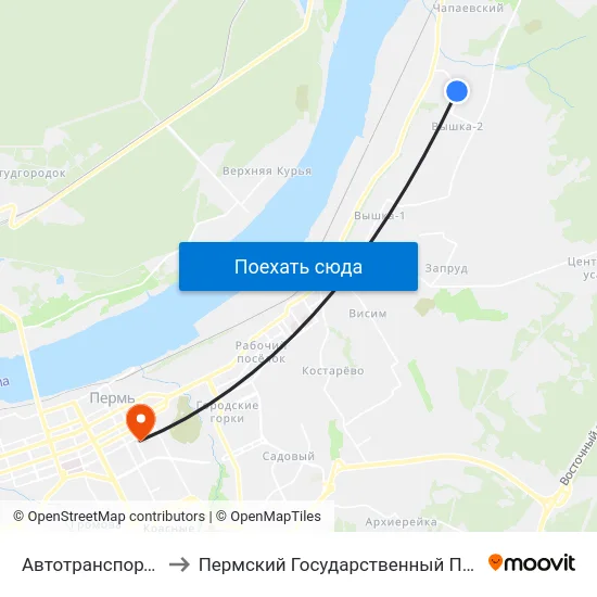 Автотранспортный Колледж to Пермский Государственный Педагогический Университет map