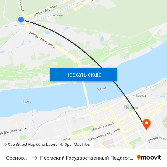 Сосновый Бор to Пермский Государственный Педагогический Университет map