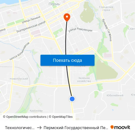 Технологический Институт to Пермский Государственный Педагогический Университет map
