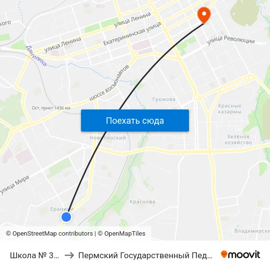 Школа № 3 (Ераничи) to Пермский Государственный Педагогический Университет map