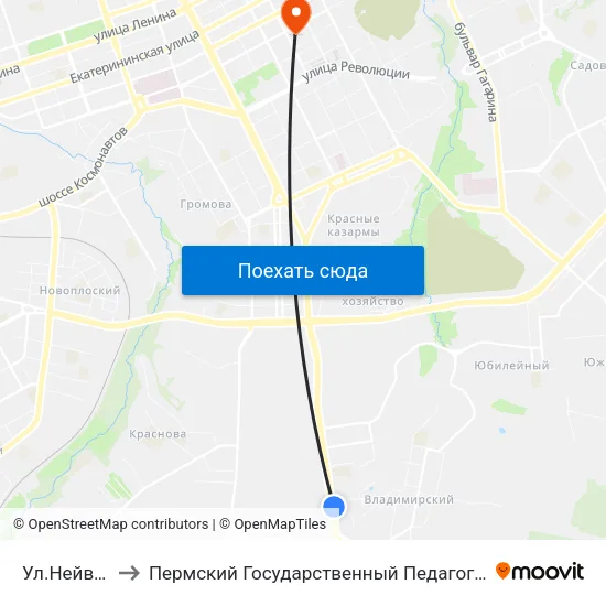 Ул.Нейвинская to Пермский Государственный Педагогический Университет map