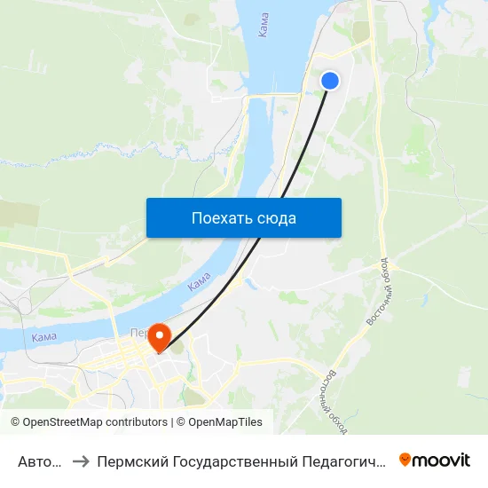 Автопарк to Пермский Государственный Педагогический Университет map