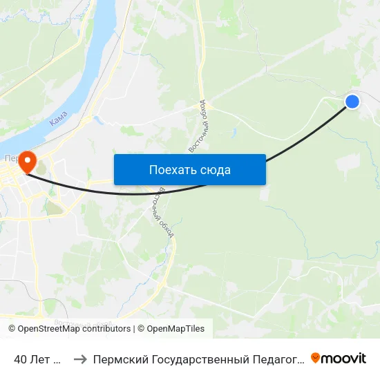 40 Лет Победы to Пермский Государственный Педагогический Университет map
