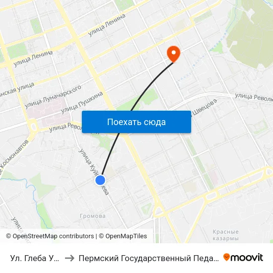 Ул. Глеба Успенского to Пермский Государственный Педагогический Университет map