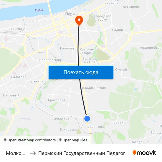 Молкомбинат to Пермский Государственный Педагогический Университет map