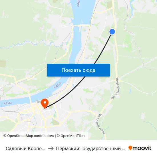 Садовый Кооператив Солнечный to Пермский Государственный Педагогический Университет map