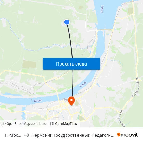Н.Мостовая to Пермский Государственный Педагогический Университет map
