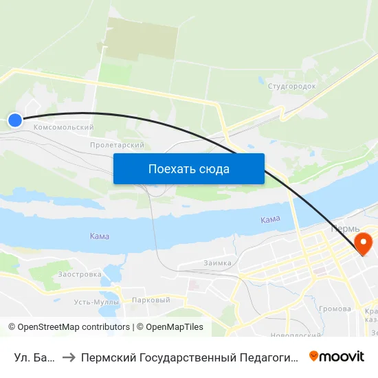 Ул. Бажова to Пермский Государственный Педагогический Университет map