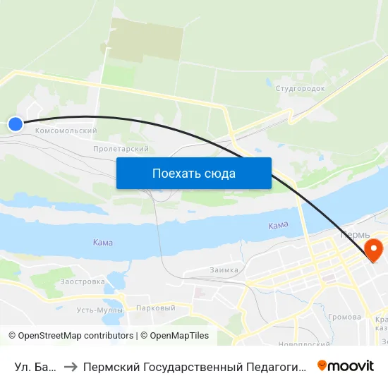 Ул. Бажова to Пермский Государственный Педагогический Университет map
