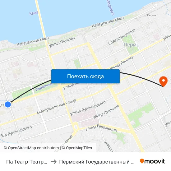 Па Театр-Театр (По Ул. Ленина) to Пермский Государственный Педагогический Университет map