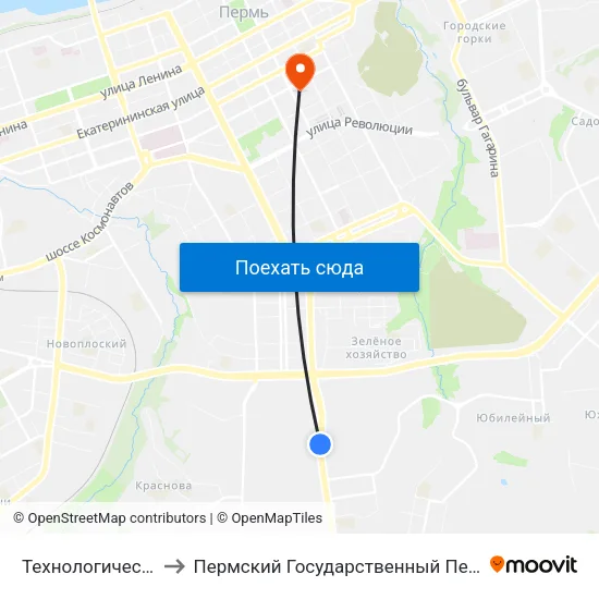 Технологический Институт to Пермский Государственный Педагогический Университет map