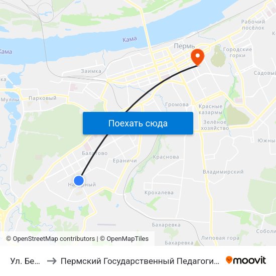 Ул. Беляева to Пермский Государственный Педагогический Университет map