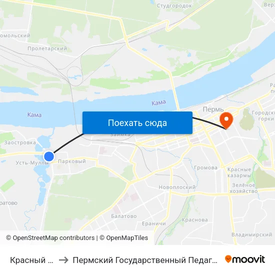 Красный Октябрь to Пермский Государственный Педагогический Университет map