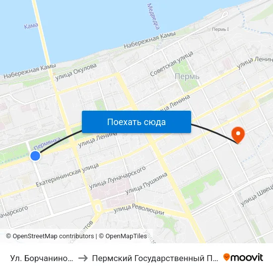 Ул. Борчанинова (По Ленина) to Пермский Государственный Педагогический Университет map