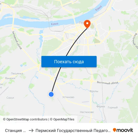 Станция Осенцы to Пермский Государственный Педагогический Университет map