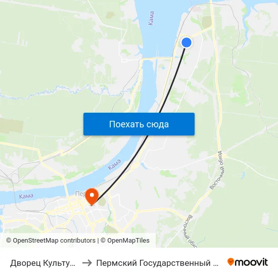 Дворец Культуры Им. Пушкина to Пермский Государственный Педагогический Университет map