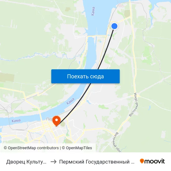Дворец Культуры Им. Пушкина to Пермский Государственный Педагогический Университет map