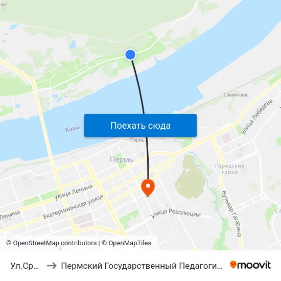 Ул.Средняя to Пермский Государственный Педагогический Университет map