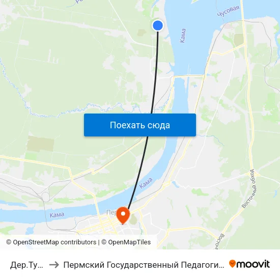 Дер.Турбино to Пермский Государственный Педагогический Университет map