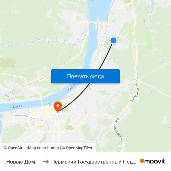 Новые Дома(Камский) to Пермский Государственный Педагогический Университет map