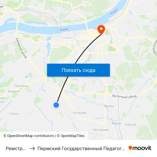 Ремстроймаш to Пермский Государственный Педагогический Университет map