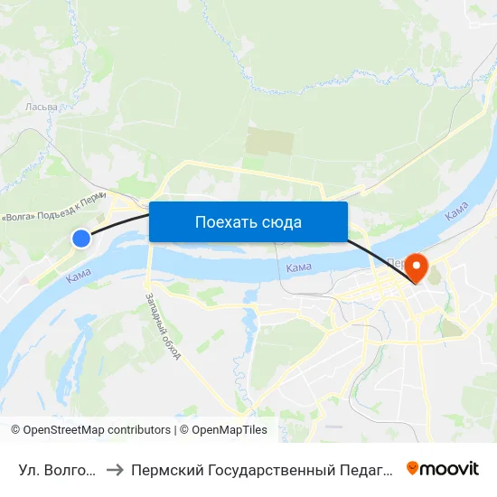 Ул. Волгодонская to Пермский Государственный Педагогический Университет map