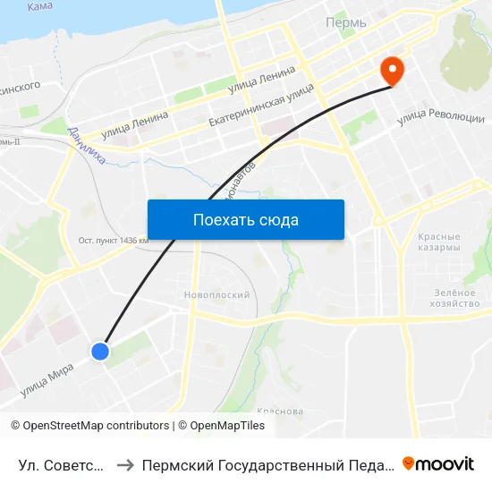 Ул. Советской Армии to Пермский Государственный Педагогический Университет map