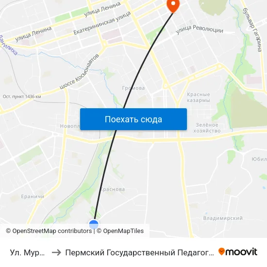 Ул. Муромская to Пермский Государственный Педагогический Университет map