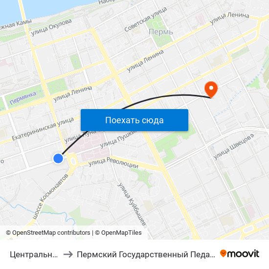 Центральный Рынок to Пермский Государственный Педагогический Университет map