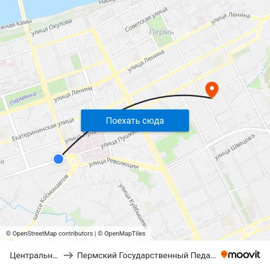 Центральный Рынок to Пермский Государственный Педагогический Университет map