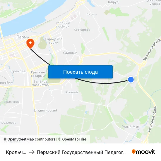 Крольчатник to Пермский Государственный Педагогический Университет map