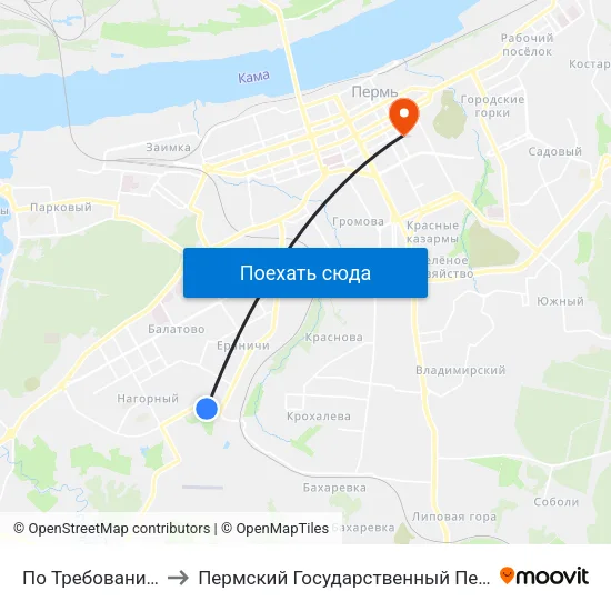 По Требованию (Свиязева) to Пермский Государственный Педагогический Университет map
