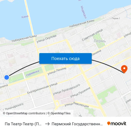 Па Театр-Театр (По Ул. Петропавловская) to Пермский Государственный Педагогический Университет map