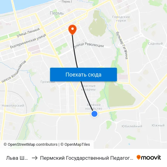 Льва Шатрова to Пермский Государственный Педагогический Университет map
