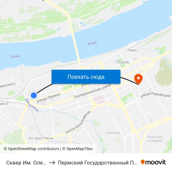 Сквер Им. Олега Новоселова to Пермский Государственный Педагогический Университет map