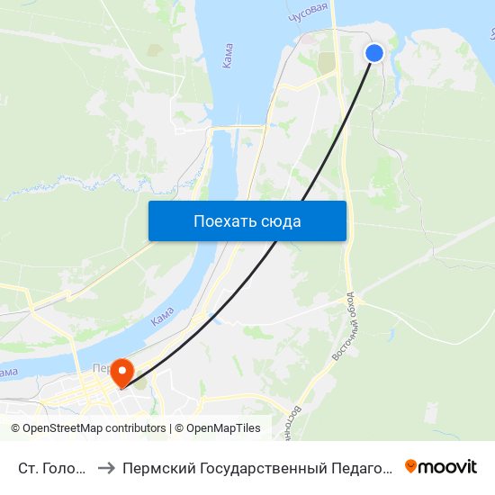 Ст. Голованово to Пермский Государственный Педагогический Университет map