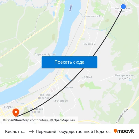 Кислотные Дачи to Пермский Государственный Педагогический Университет map