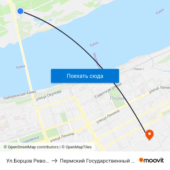 Ул.Борцов Революции (Б.Револ) to Пермский Государственный Педагогический Университет map