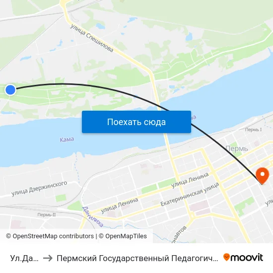 Ул.Дачная to Пермский Государственный Педагогический Университет map